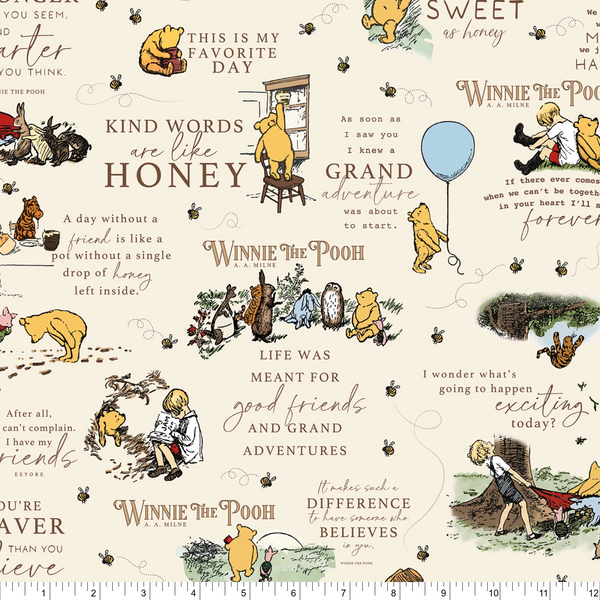Winnie the Pooh Flannel - Quotes - Cream