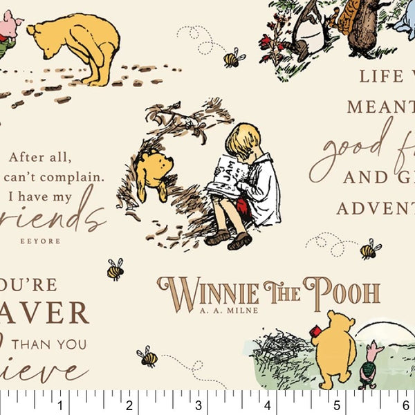 Winnie the Pooh Flannel - Quotes - Cream