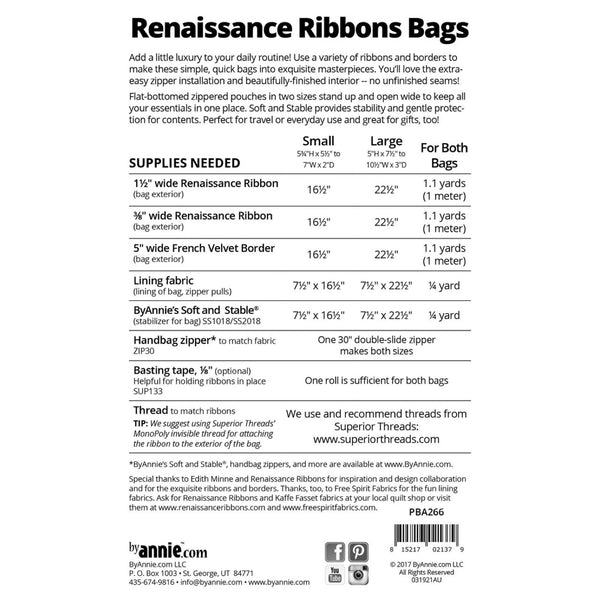 ByAnnie Pattern - Renaissance Ribbons Bags
