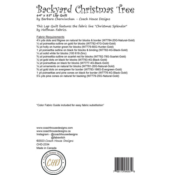 Quilt Pattern - Backyard Christmas Tree - 64” x 85”