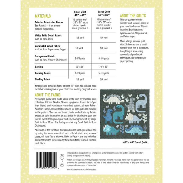 Quilt Pattern - Dinosaurs - Two Quilt Sizes!