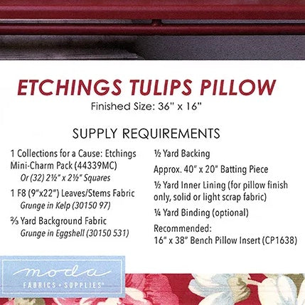 Pillow Pattern - Etchings Tulip Pillow - 36"x16"