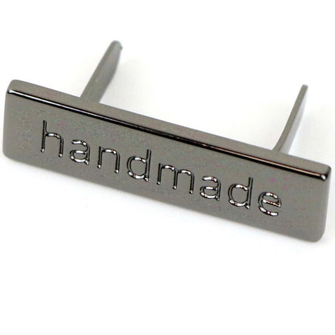 Purse Label  - Gunmetal - “handmade”