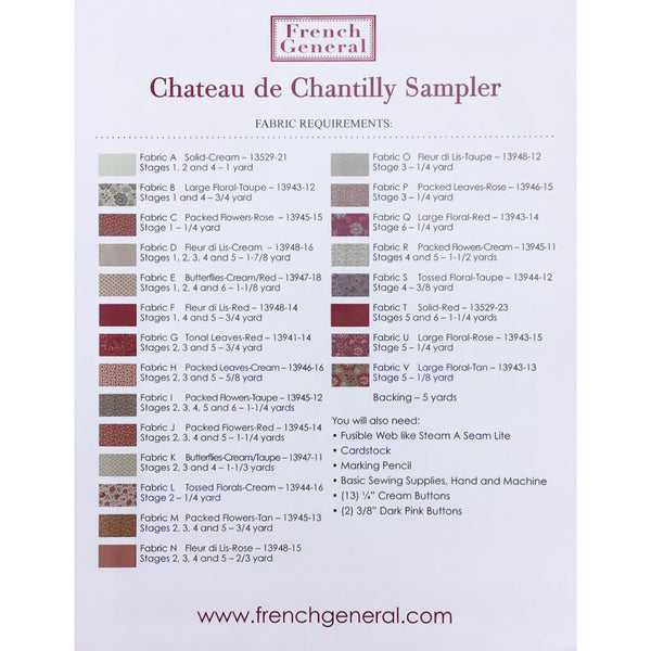 Chateau de Chantilly Sampler - Quilt Top Kit - 56” x 80”