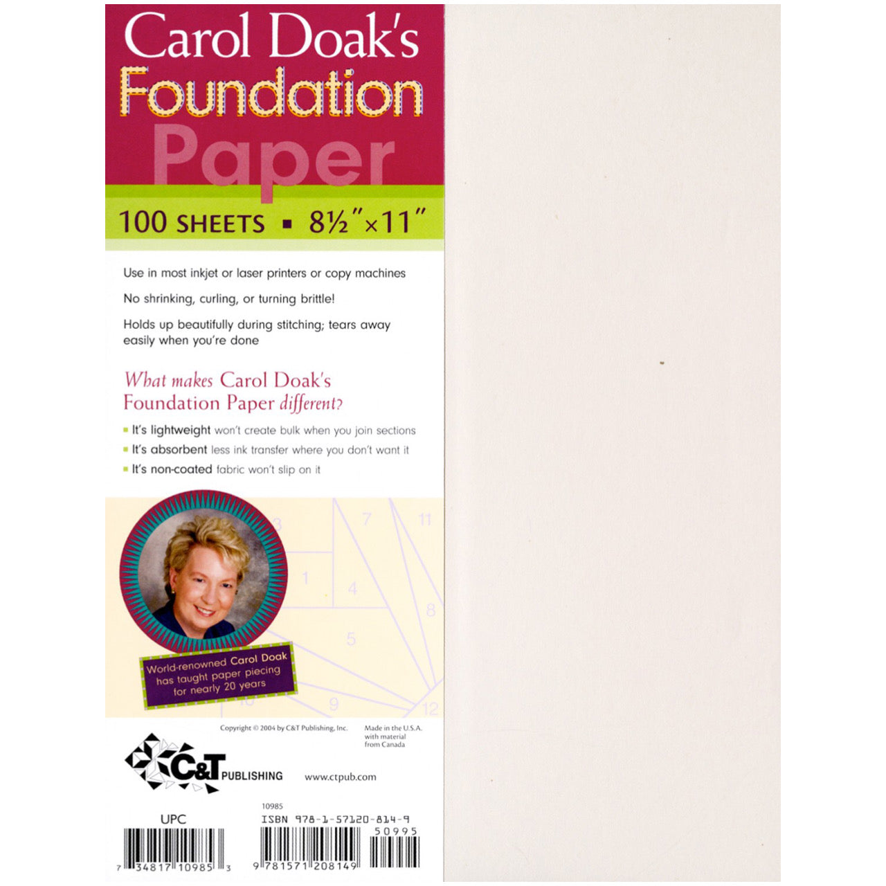 Foundation Piecing Paper - 100 Sheets