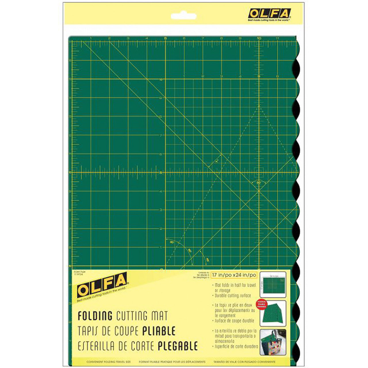 Folding Rotary Cutting Mat - 17" x 24" - Green