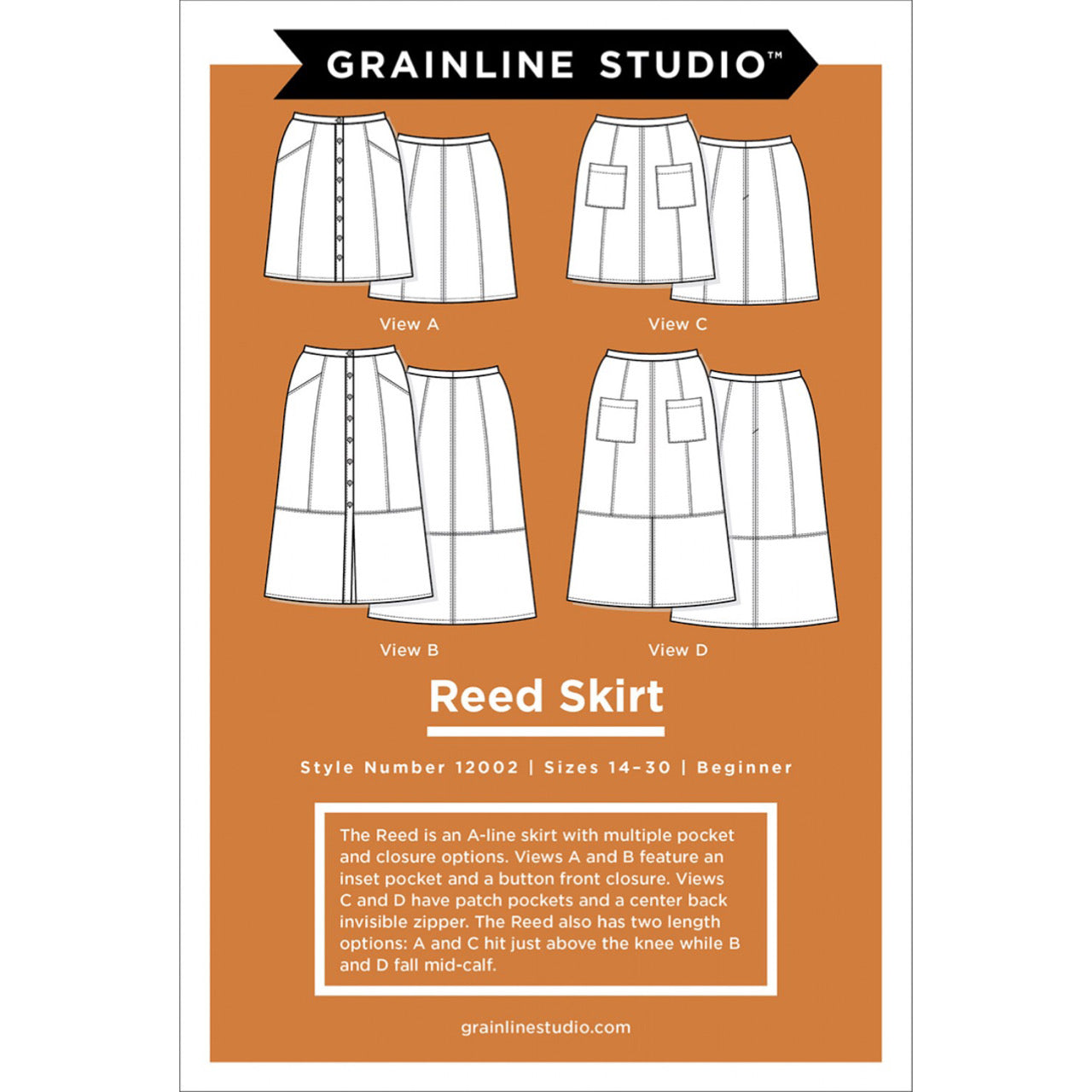 Grainline Studio Pattern - Reed Skirt - Sizes: 14-30