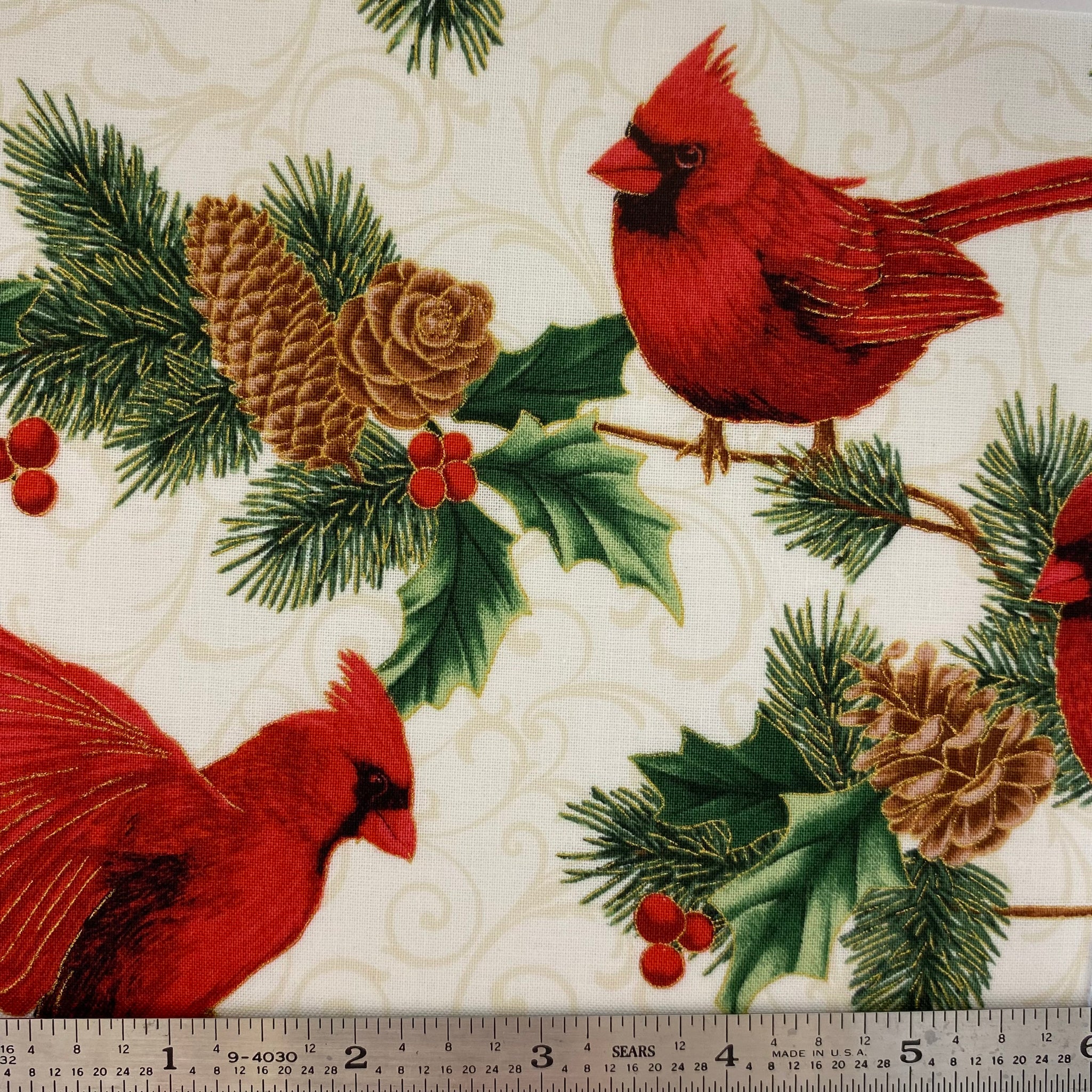 Christmas Splendor - Metallic Cardinals - Natural/Gold