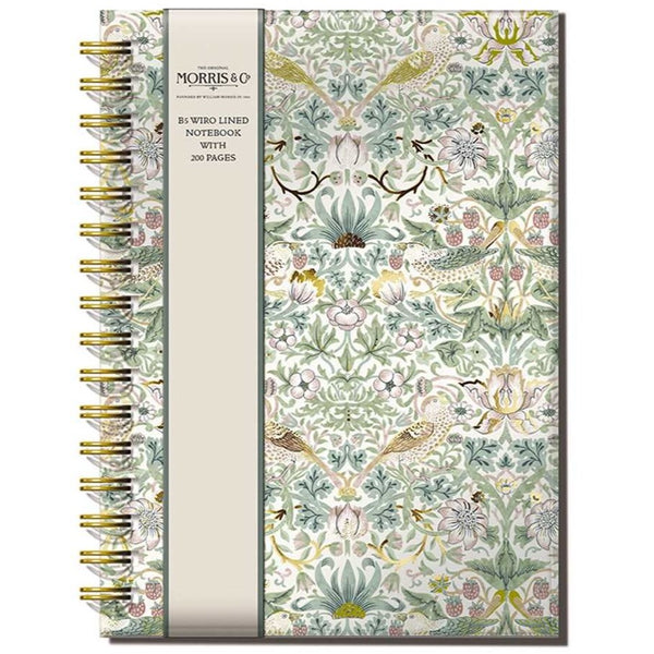 Notebook B5 Coil-bound- Morris&Co. - Sage Strawberry Thief