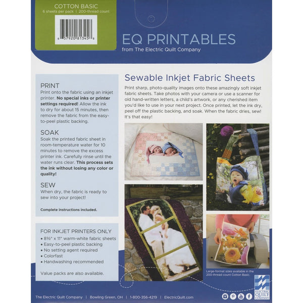 Printable Inkjet Fabric Sheets - 6 sheets