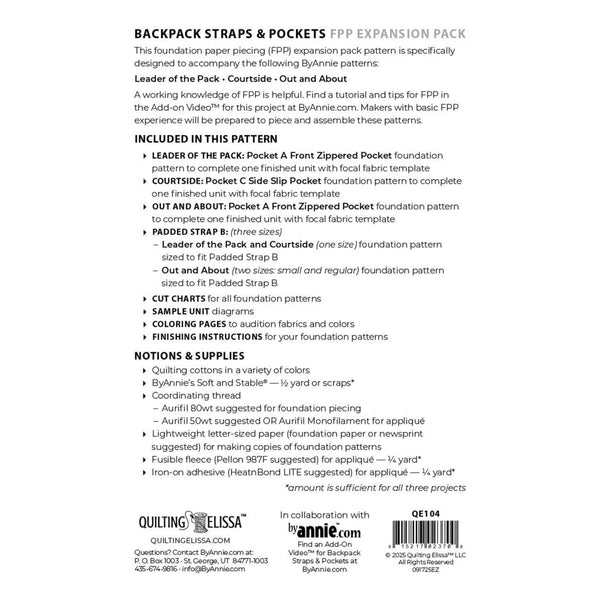 ByAnnie Pattern - Backpack Straps & Pockets