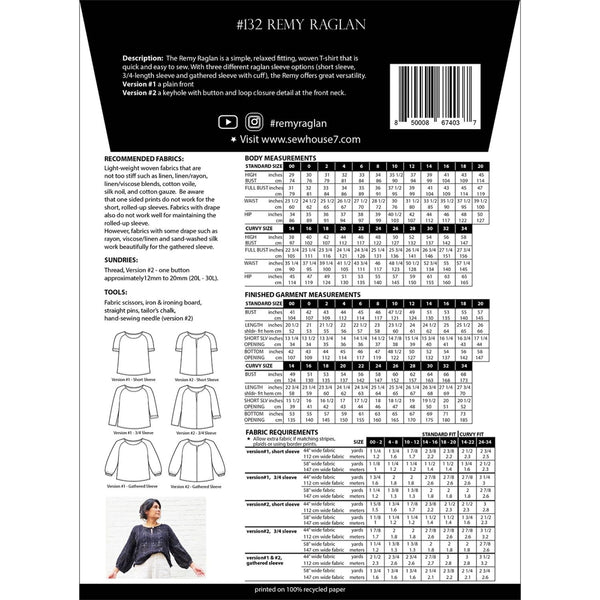 Sew House Seven Pattern - Remy Raglan Top