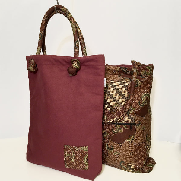 Cotton Batik & Canvas Project Bag - Reversible