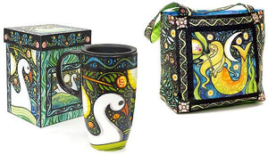Oceanica Travel Mug with Lunch-Tote Panel by Julie Paschkis