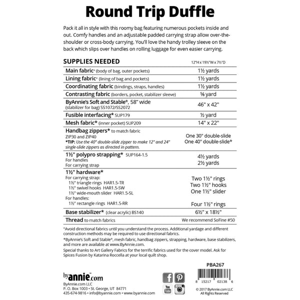 ByAnnie Pattern - Round Trip Duffle