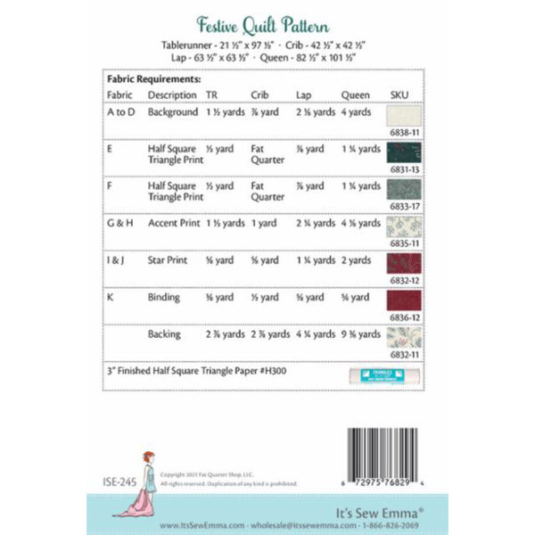 Quilt Pattern - Festive - Sizes for Table Runner, Crib, Lap & Queen!