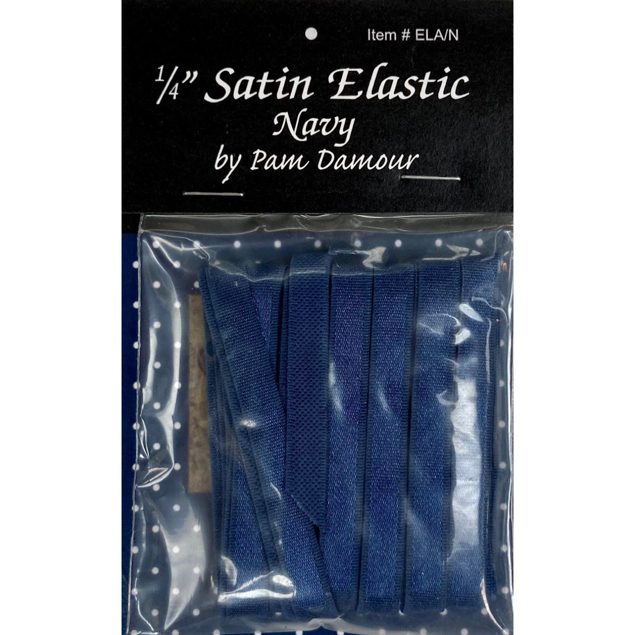 Satin Elastic - Navy - 1/4" (6mm) - 4yd