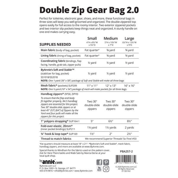 ByAnnie Pattern - Double Zip Gear Bag