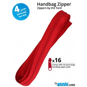ByAnnie - Zippers by the Yard - 4y & 16 pulls - Hot Red