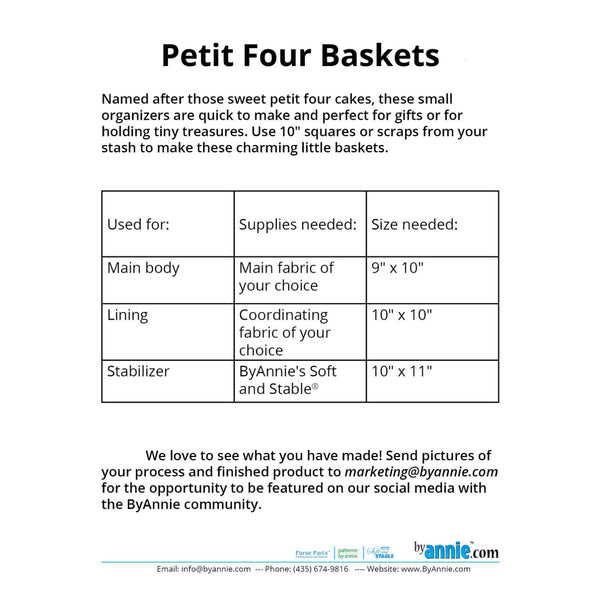 ByAnnie Pattern - Petit Four Baskets