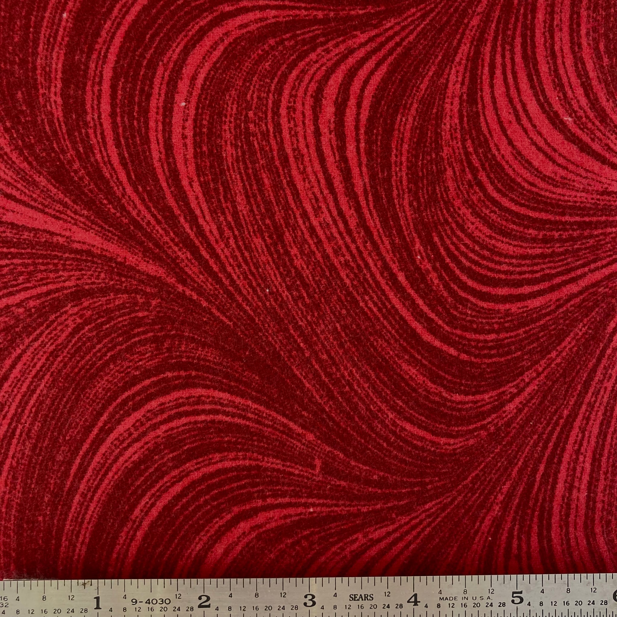 Wave Texture 108” Flannel Backing - Medium Red