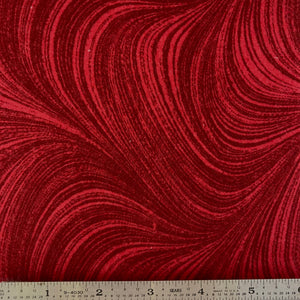 Wave Texture 108” Flannel Backing - Medium Red