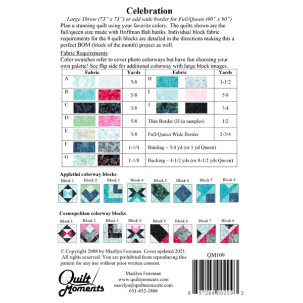 Quilt Pattern - Celebration - 73"x73" & 90"x90"