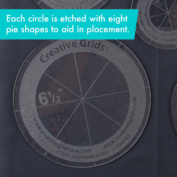Non-Slip Ruler Set - Rotary Cutting Circles - 5pc