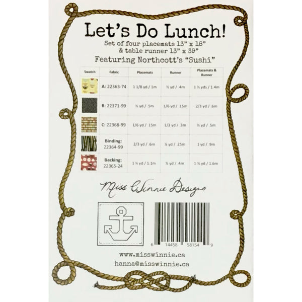 Placemat & Table Runner Pattern - Let’s Do Lunch