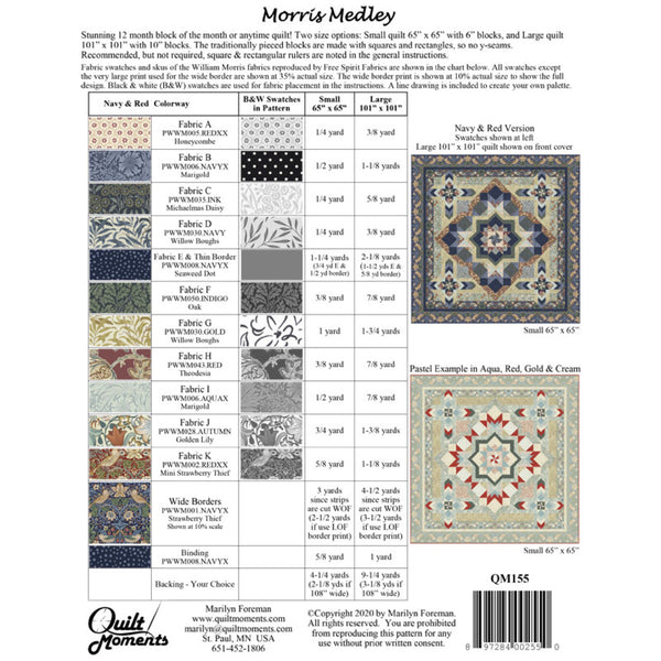 Quilt Pattern - Morris Medley - 65"x65" & 101"x101"