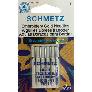 Embroidery Gold Sewing Machine Needles - 75/11