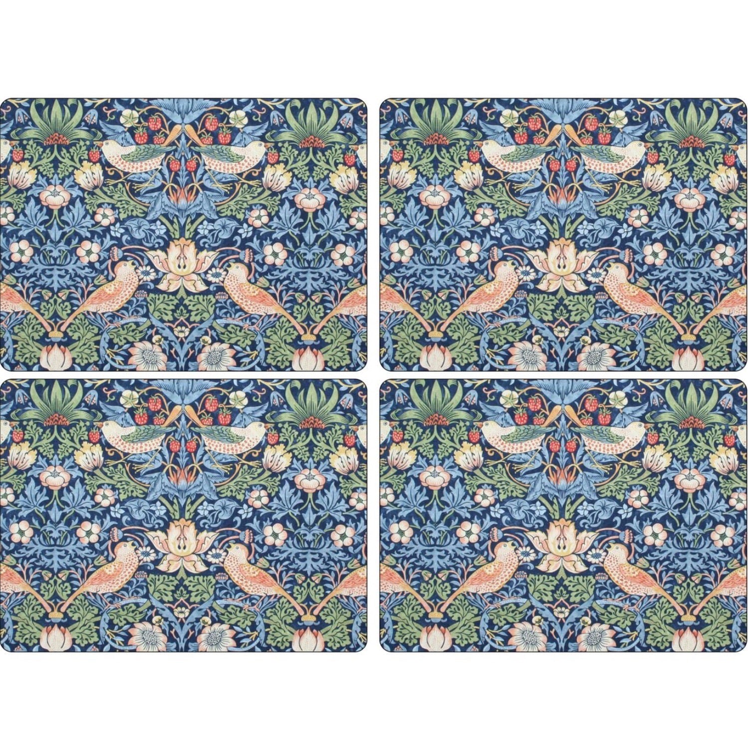 Morris & Co. Placemats -  Strawberry Thief - Blue - Set of 4