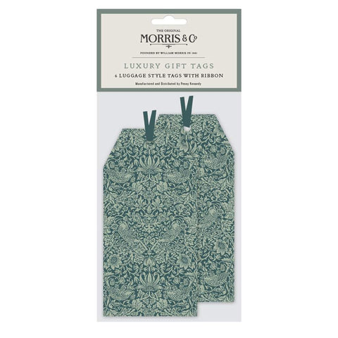 Morris&Co. Luxury Gift Tags - Strawberry Thief Green