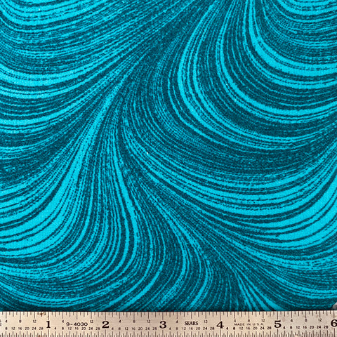 Wave Texture 108” Flannel Backing - Turquoise